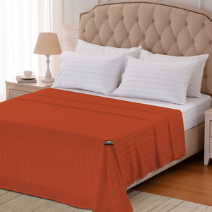 Orange Stripe Flat Sheet Comfy Sateen