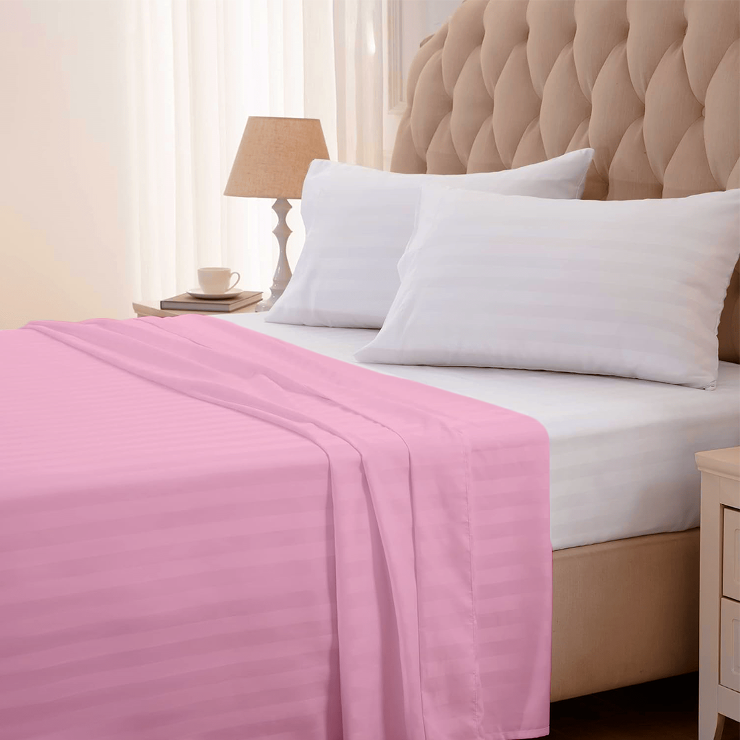 Pink Stripe Flat Sheet Comfy Sateen