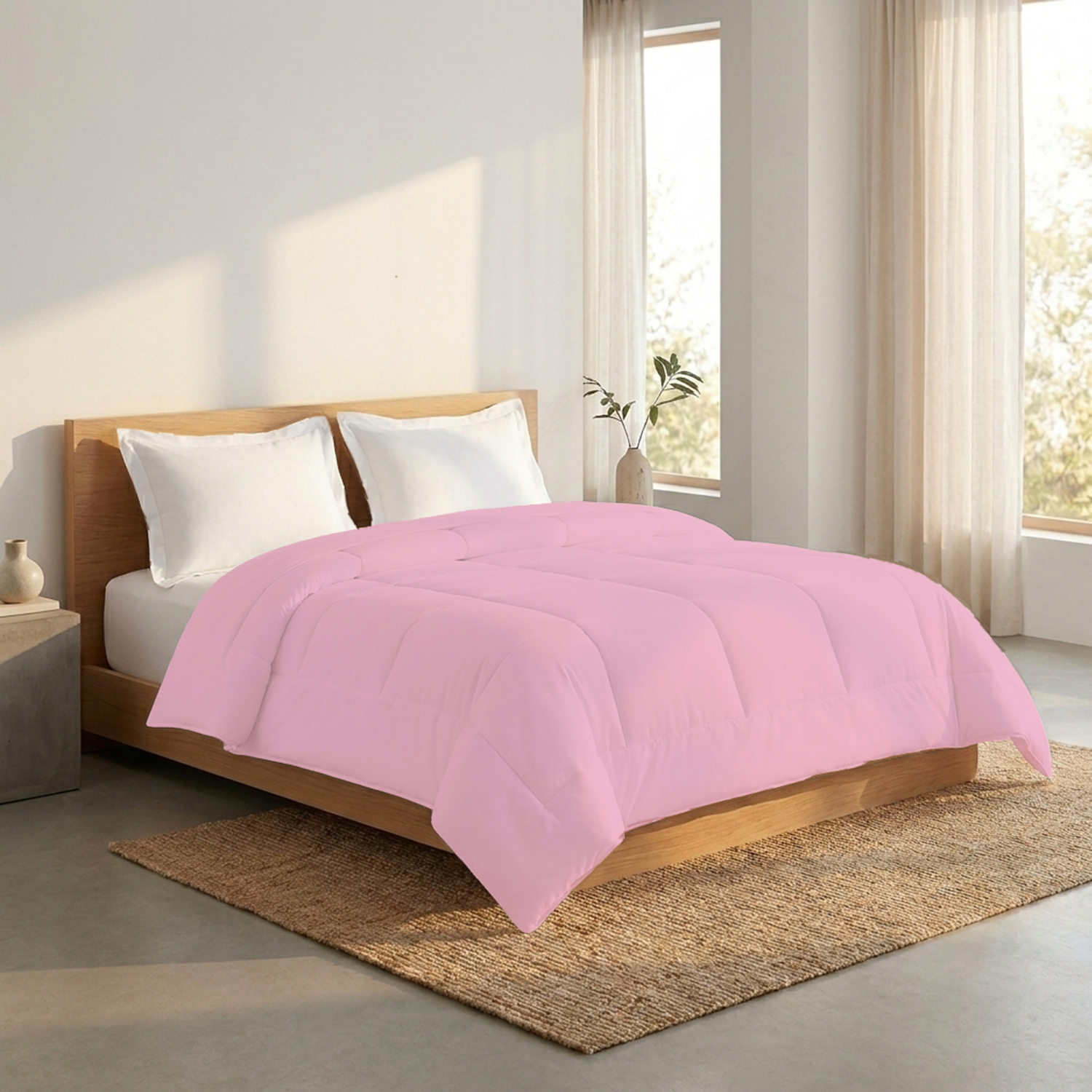 Pink Cotton Comforter 400 GSM Comfy Solid