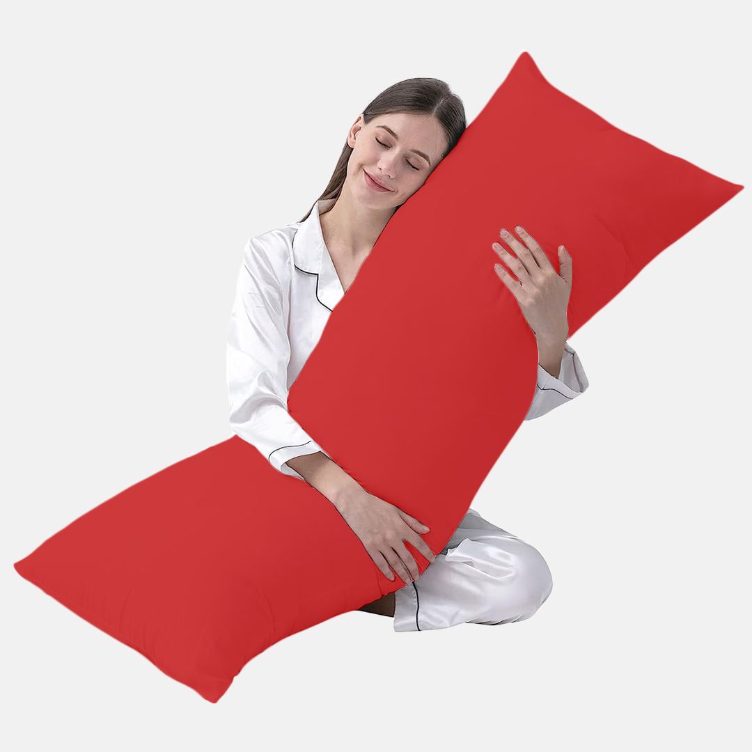 Red Body Pillow Cover Solid Comfy