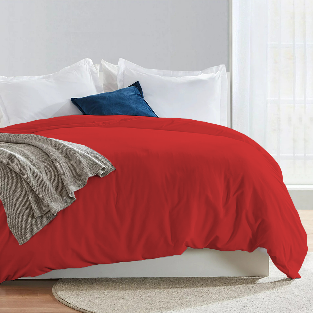 Red Duvet Cover Only Solid Comfy Sateen