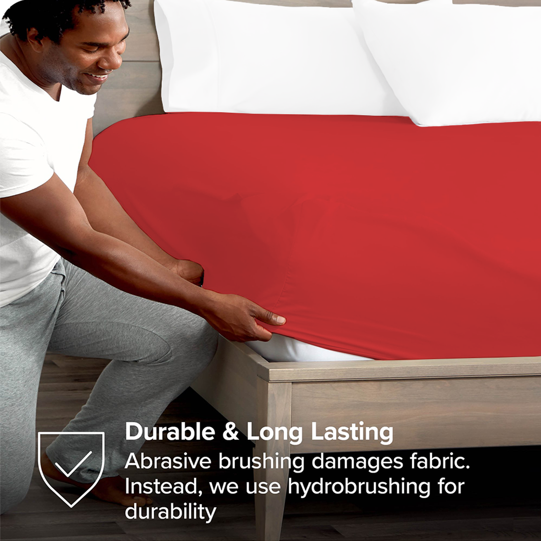 Red Fitted Sheet Solid Comfy Sateen