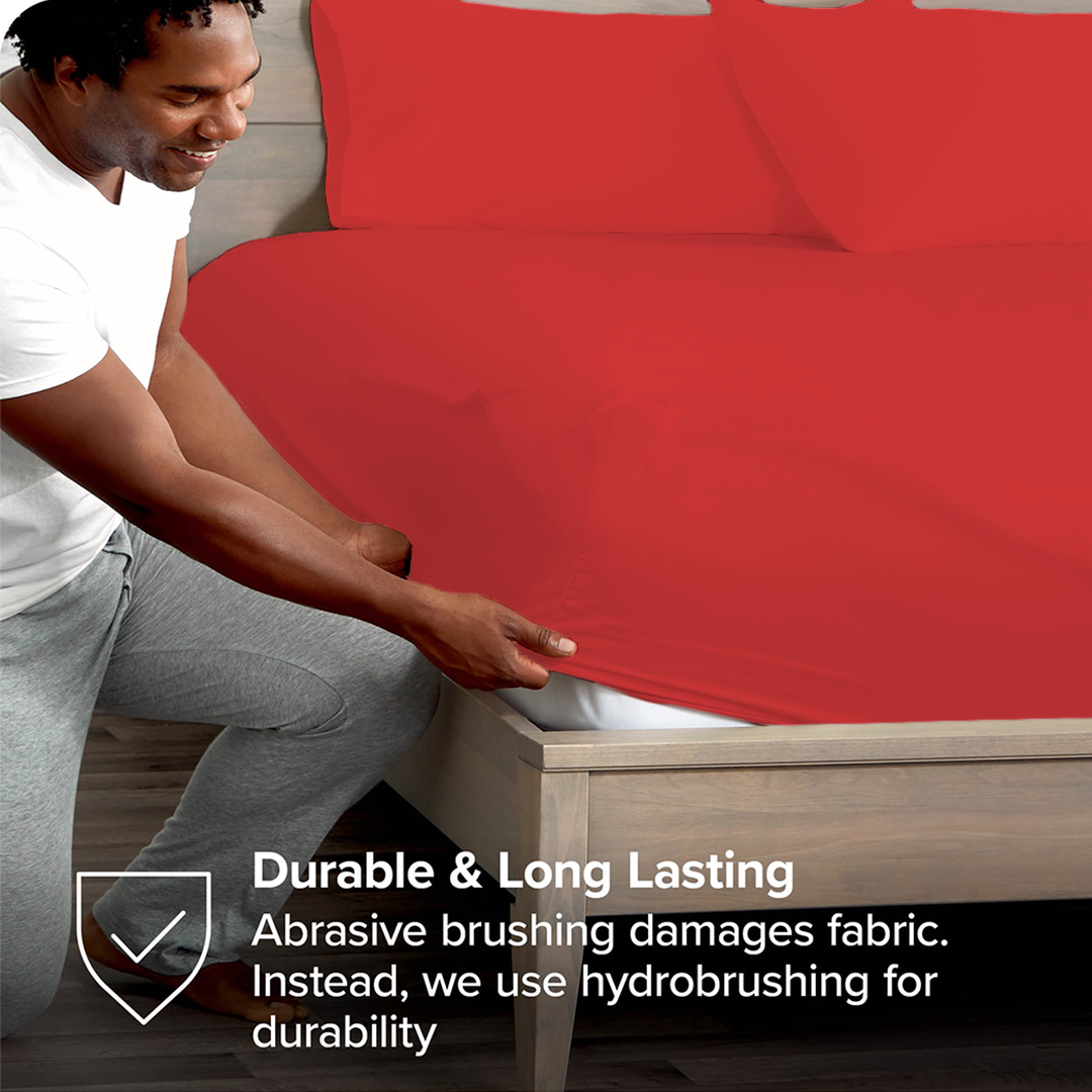 Fitted sheet with Pillowcase Solid Comfy Red