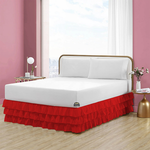 Red Multi Ruffle Bed Skirt Comfy Solid