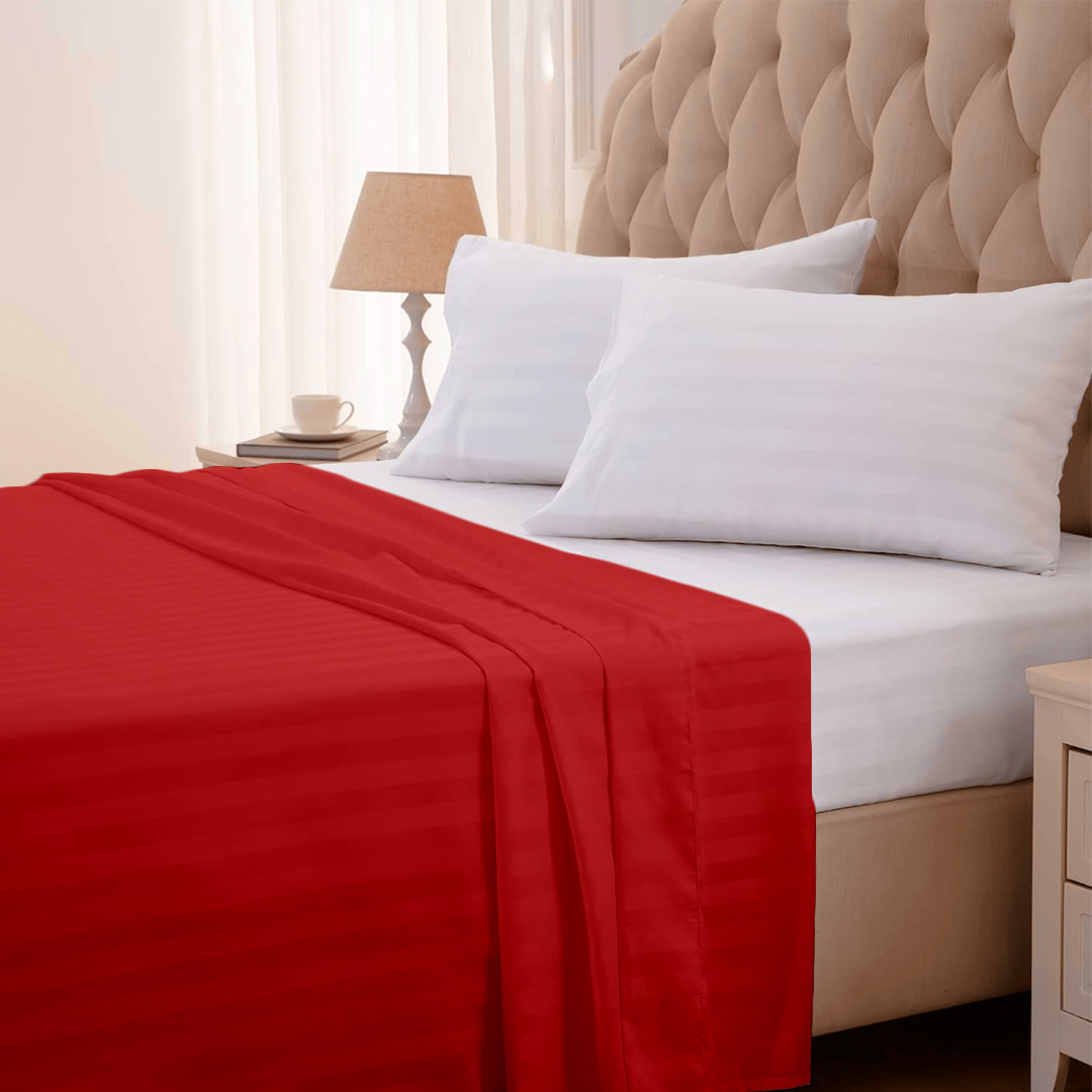 Red Stripe Flat Sheet Comfy Sateen
