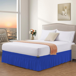 Royal Blue Wrap Around Bed Skirt Solid Comfy Sateen