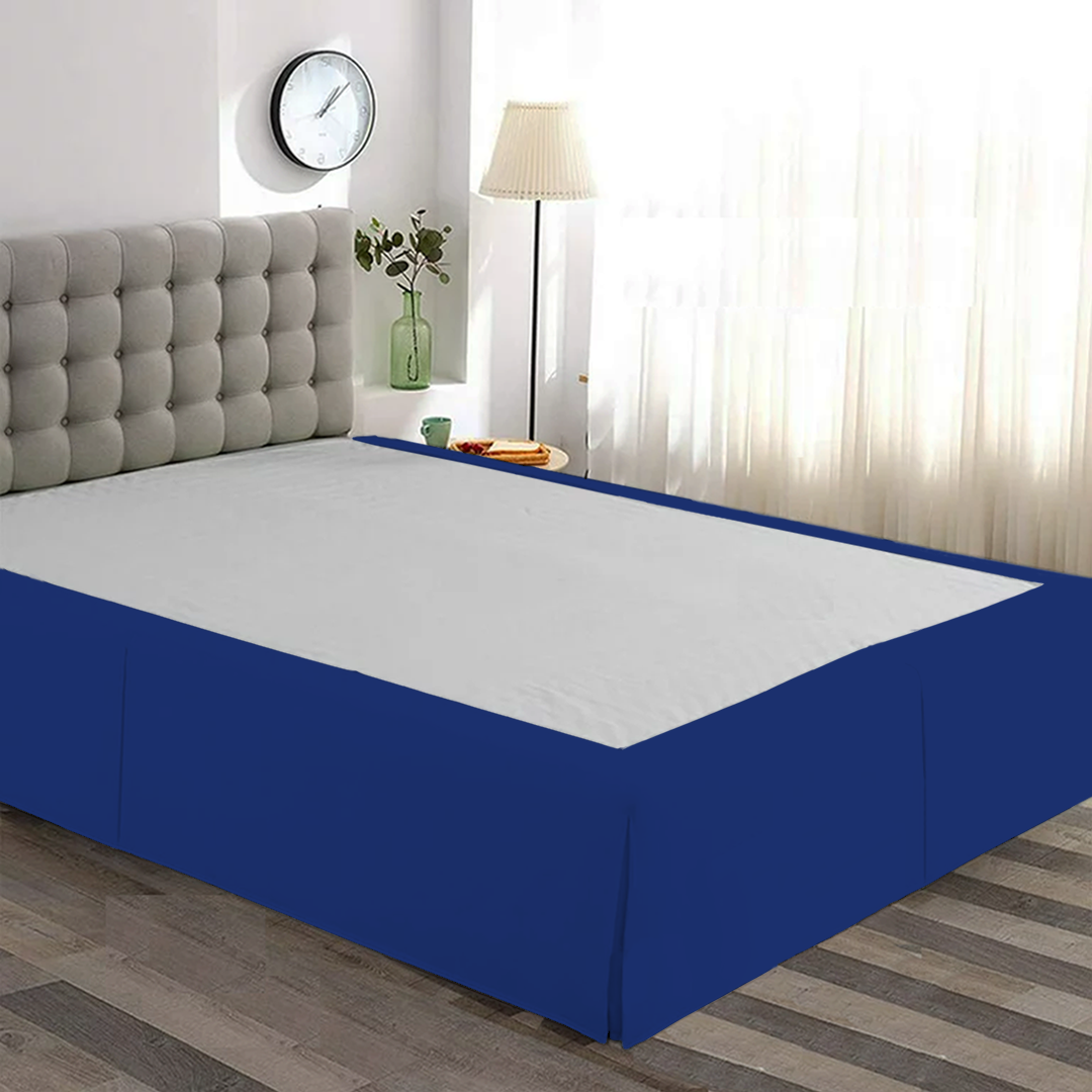 Comfy Royal Blue Bed Skirt - Split Corner