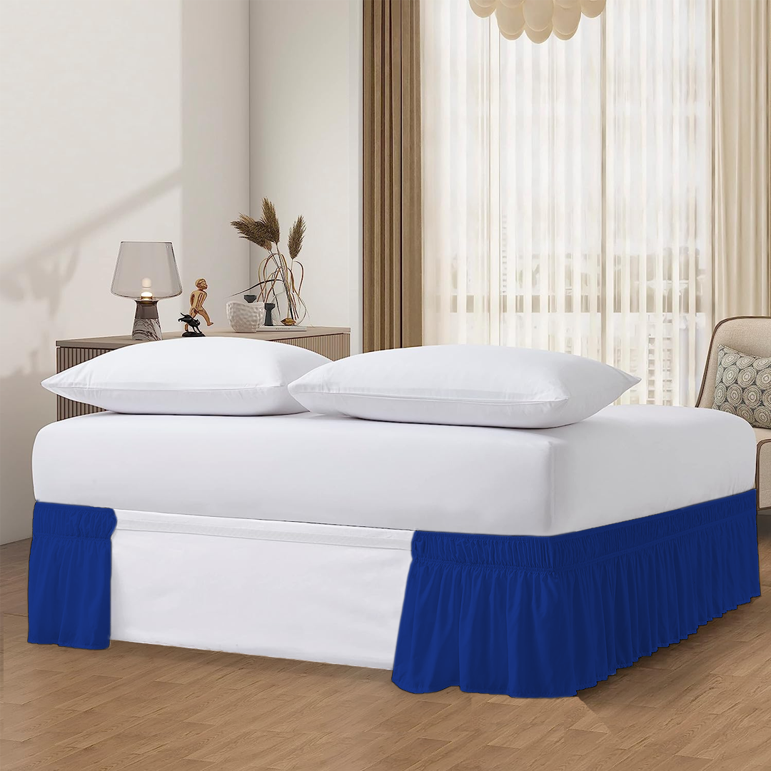 Royal Blue Wrap Around Bed Skirt Solid Comfy Sateen