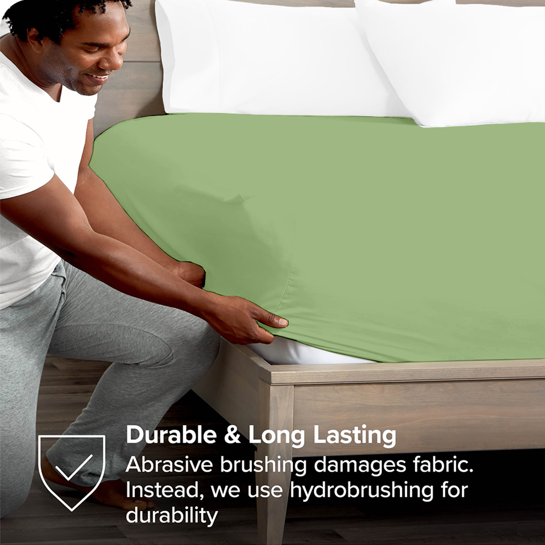 Solid Sage Fitted Sheet Bliss Sateen