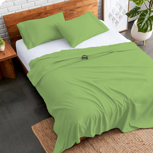 Sage Green Flat Sheet with Pillowcase Bliss Solid Sateen