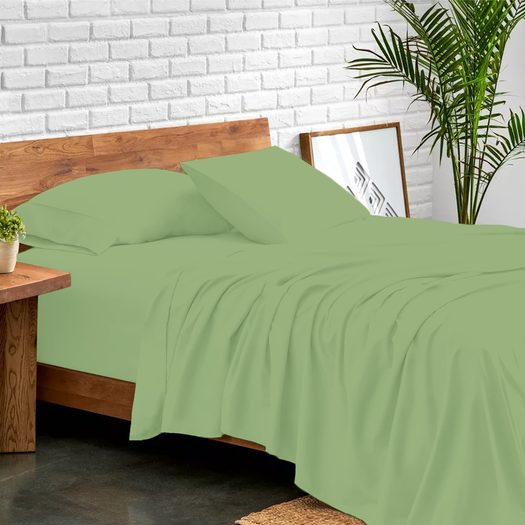 Sage Green Sheet Set Bliss Solid Sateen