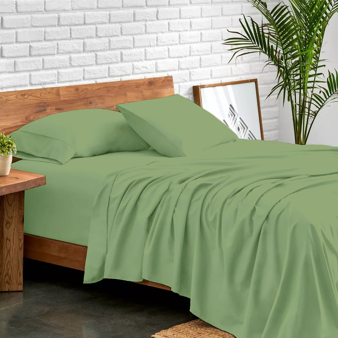Sage Green Sheet Set Bliss Solid Sateen