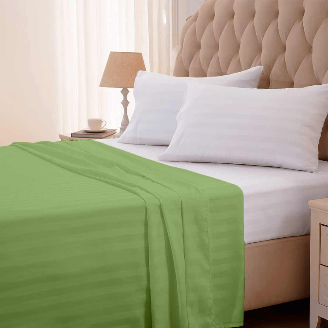 Sage Stripe Flat Sheet Comfy Sateen