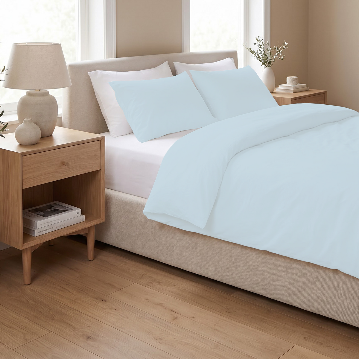 Sky Blue 600 Thread Count Duvet Cover | 100% Cotton Sateen
