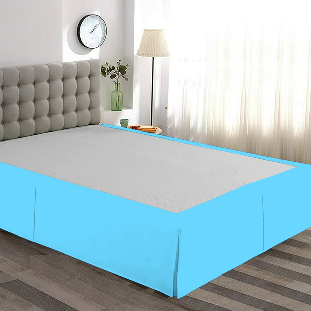 Comfy Light Blue Bed Skirt - Split Corner