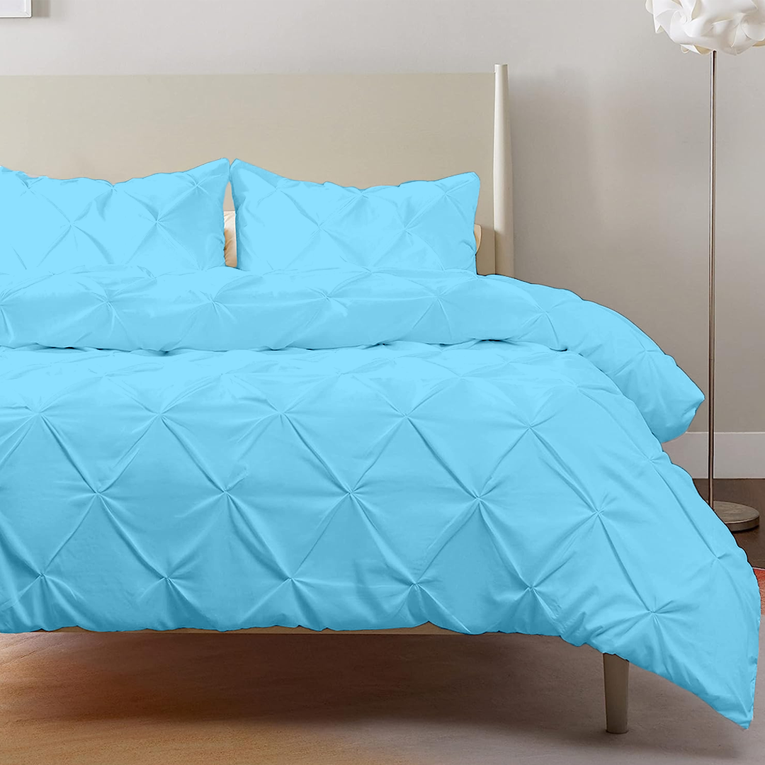 Light Blue Pintuck Duvet Cover Set Bliss