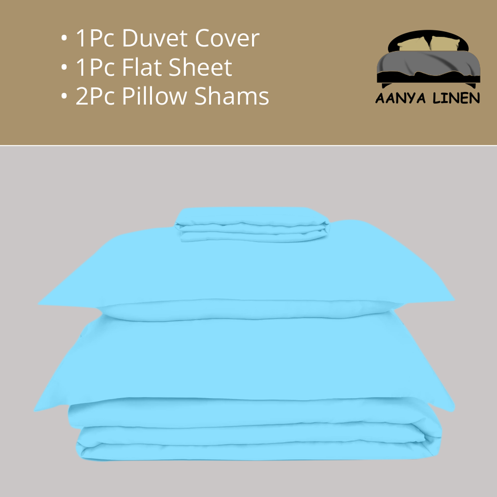 Light Blue Duvet Set with Flat sheet