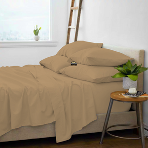 Taupe Sheet Set with Extra Pillowcase Comfy Solid Sateen
