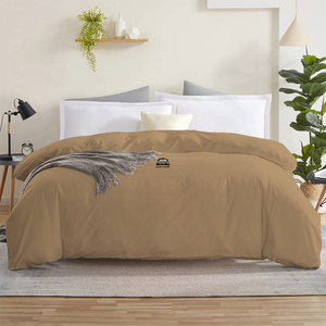 Taupe Duvet Cover Solid Comfy Sateen