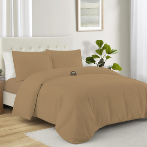 Comfy Taupe Duvet Cover Set with Fitted Sheet