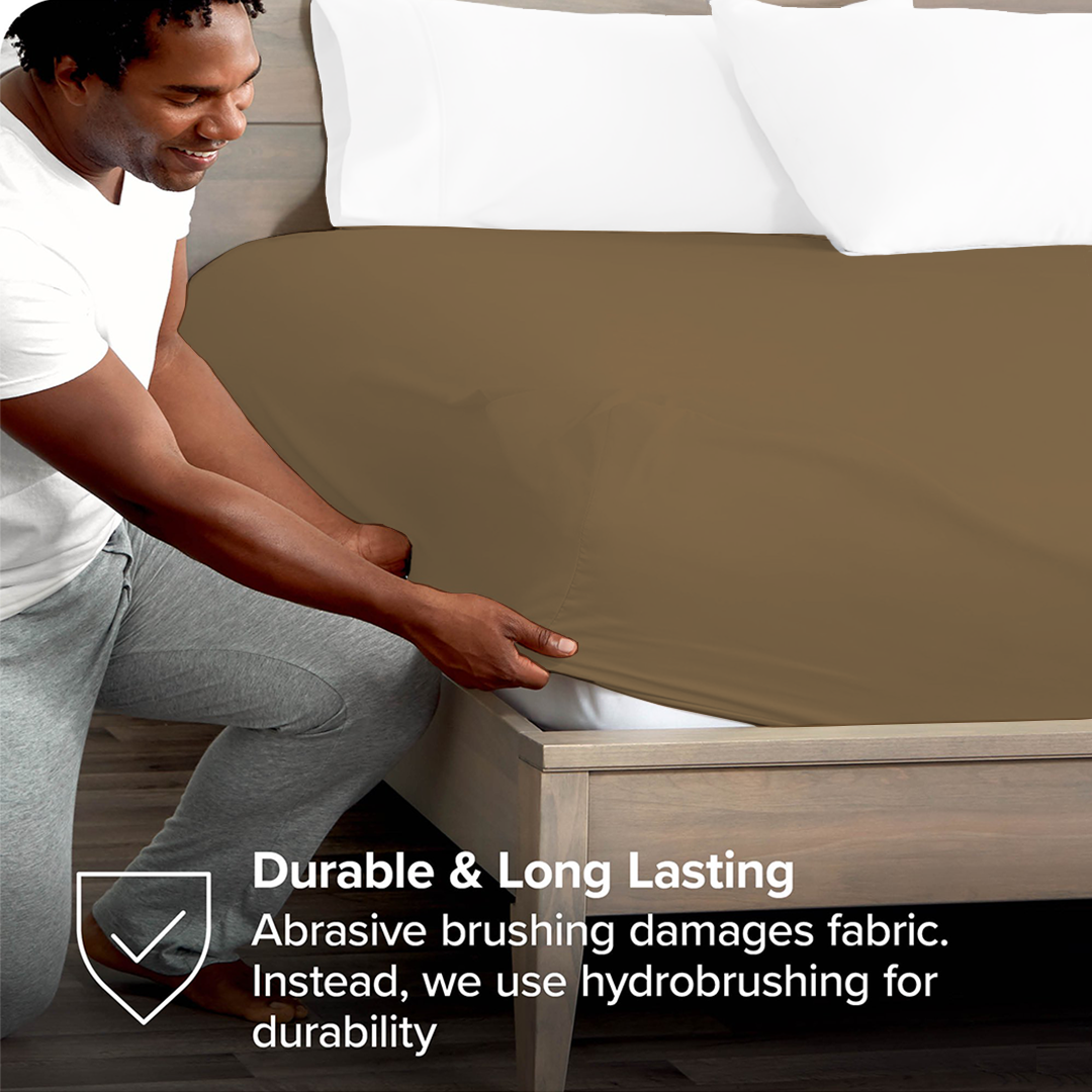 Taupe Fitted Sheet Bliss Solid Sateen
