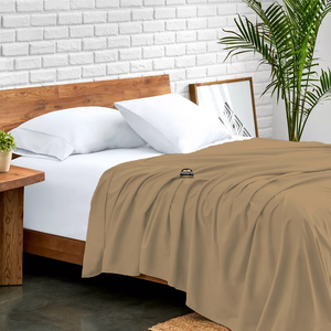 Taupe Flat Sheet Solid Bliss Sateen