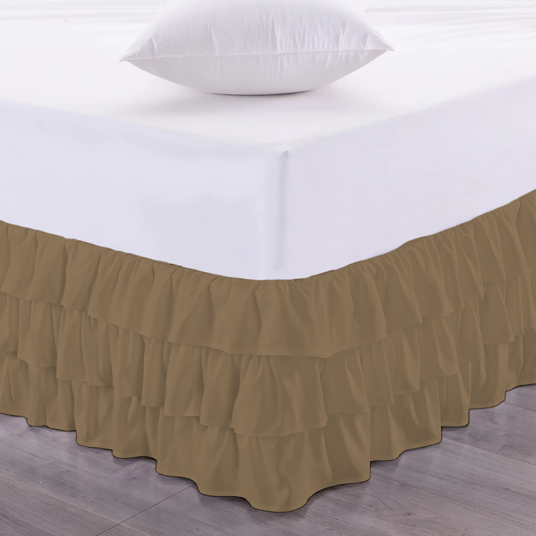 Taupe Multi Ruffle Bed Skirt Bliss Solid