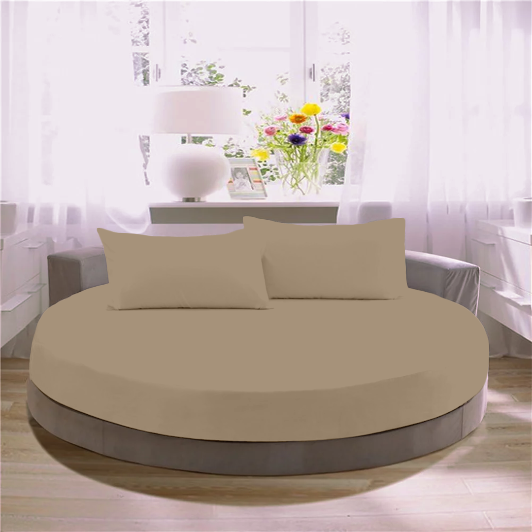 Taupe Round Fitted Bed Sheets