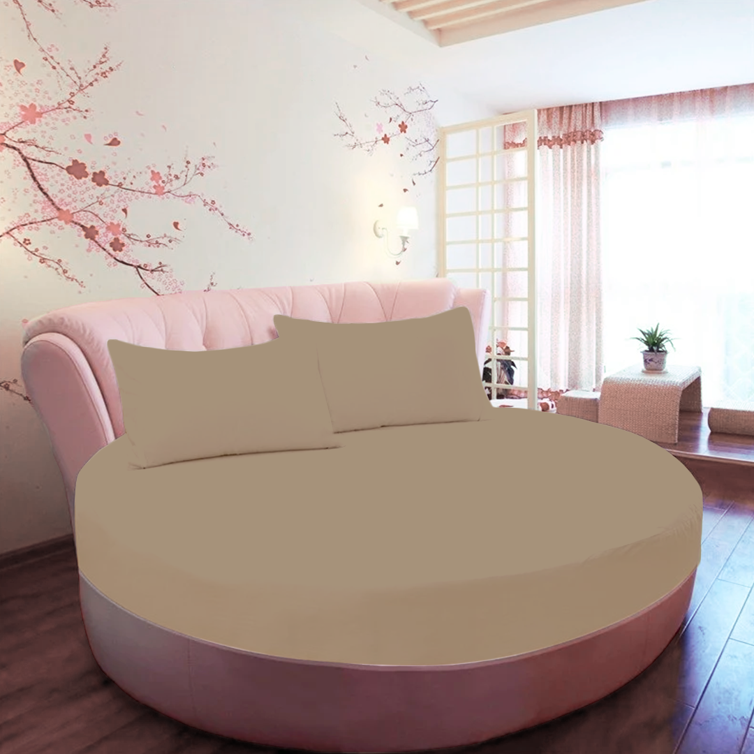 Taupe Round Fitted Bed Sheets