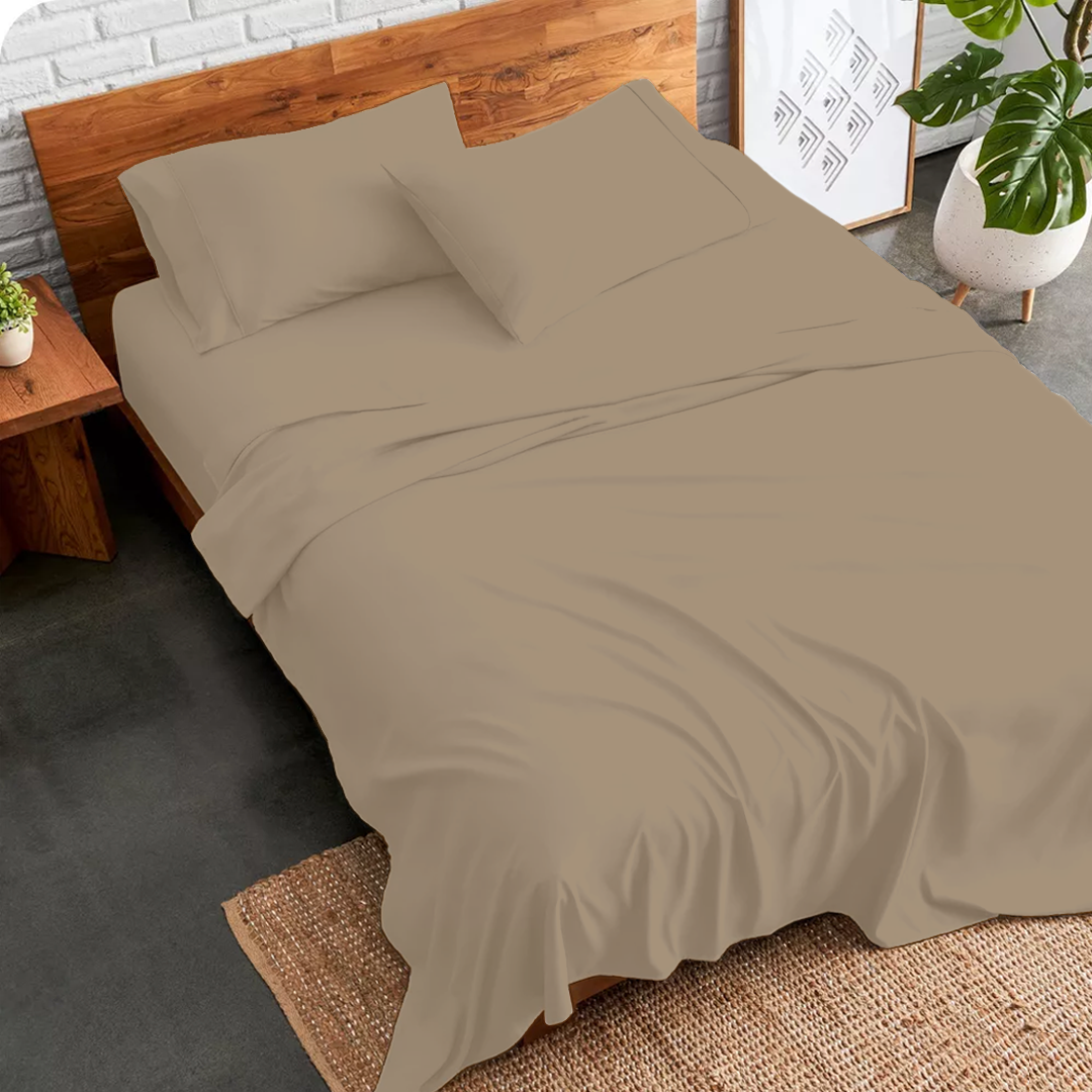 Taupe Sheet Set with Duvet Cover