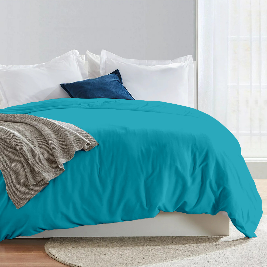 Turquoise Duvet Cover Solid Comfy Sateen