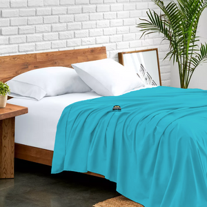 Turquoise Flat Sheet Solid Comfy Sateen