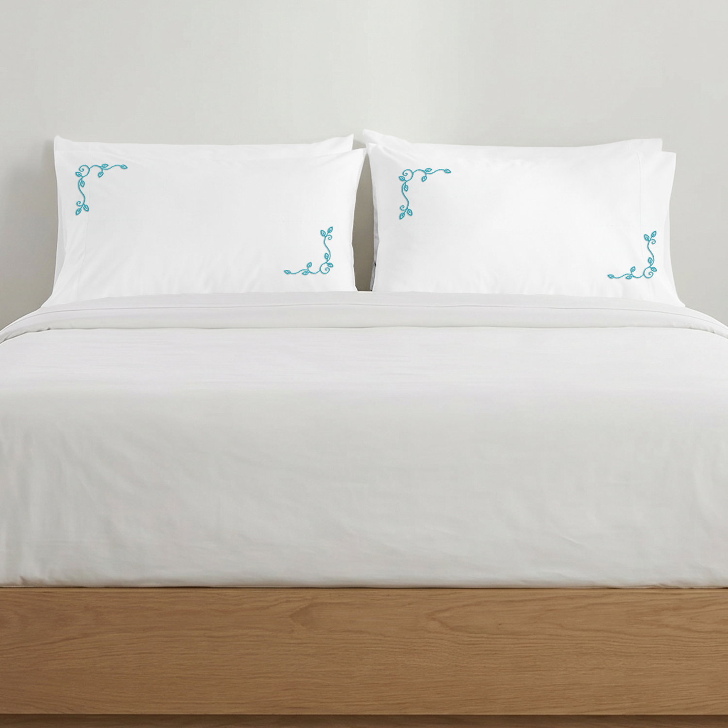 White Floral Vine Embroidered Pillow Covers