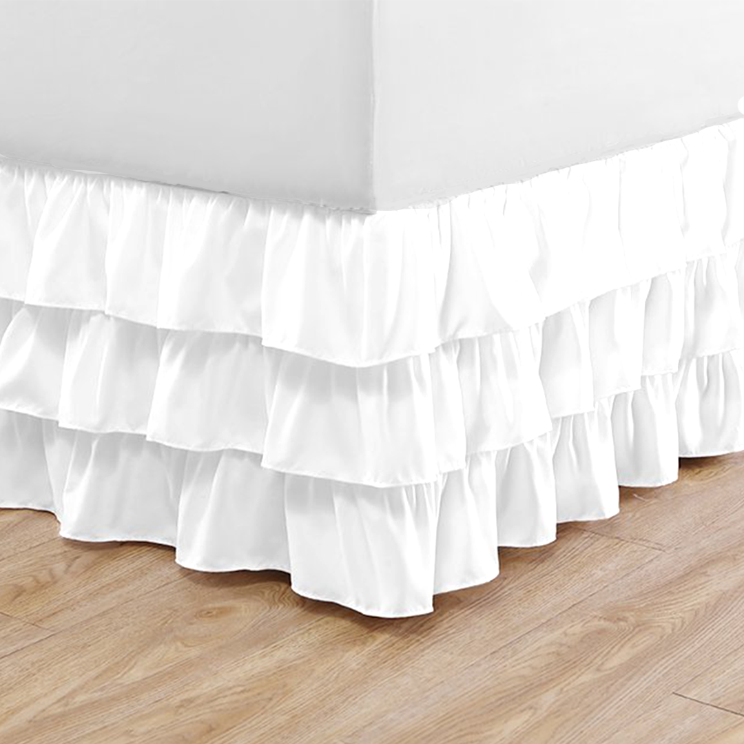White Multi Ruffle Bed Skirt Bliss Solid