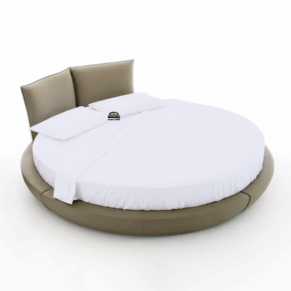 White Round Sheet Set 84 Inch Diameter Aanya Linen