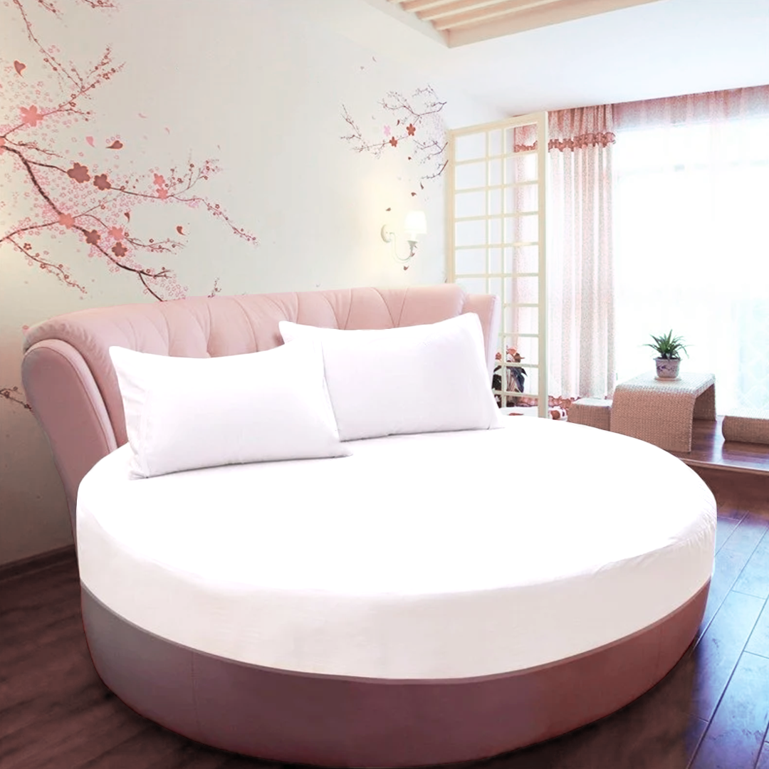 White Round Fitted Bed Sheets
