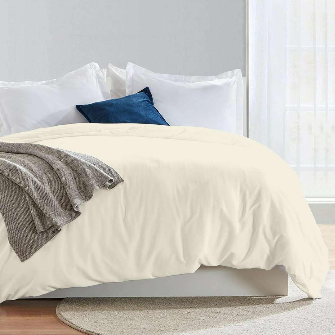 Ivory Duvet Cover Comfy Solid Sateen