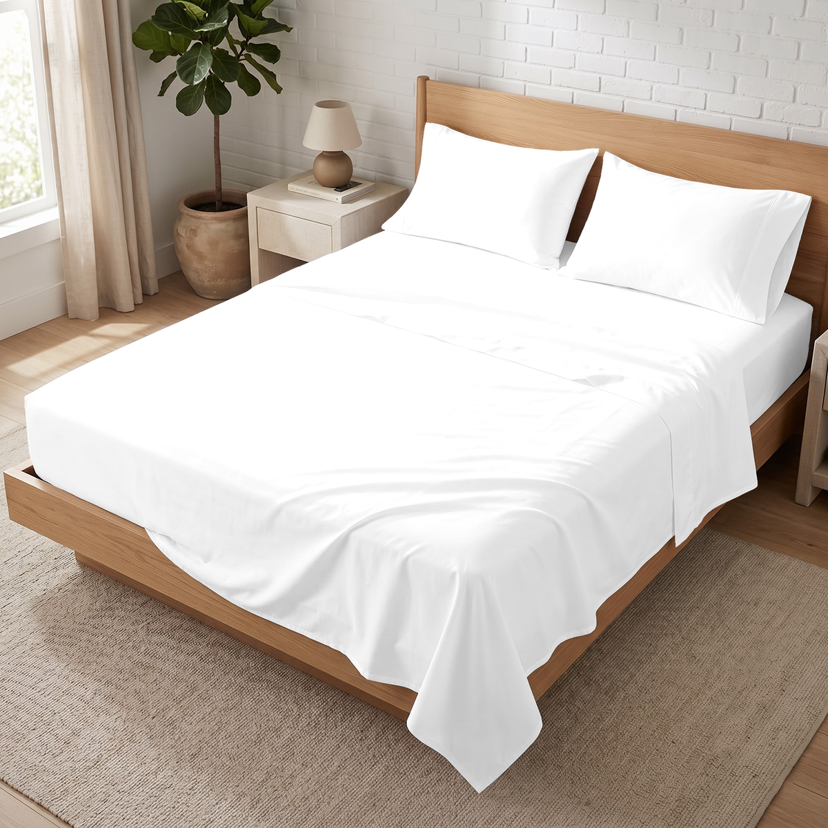 White 600 Thread Count Sheet Set | 100% Cotton Sateen