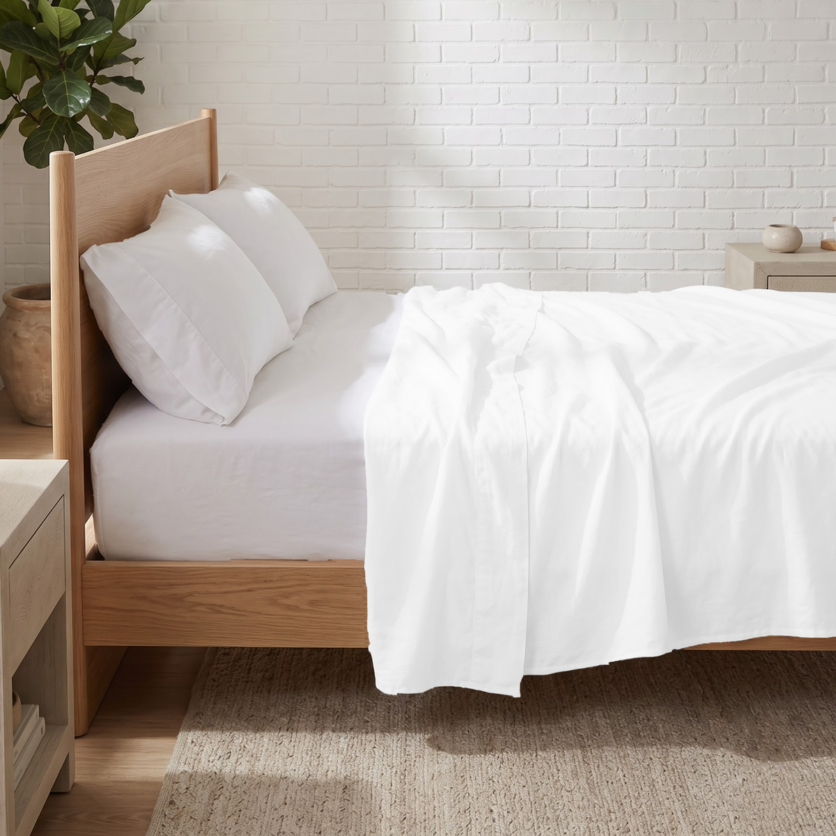 White 600 Thread Count Flat Sheet Only | 100% Cotton Sateen