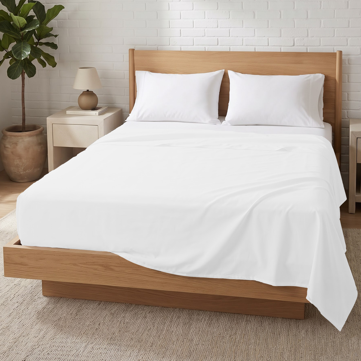 White 600 Thread Count Flat Sheet Only | 100% Cotton Sateen