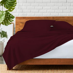 Wine Flat sheet and Pillowcase Solid (Comfy 300TC)