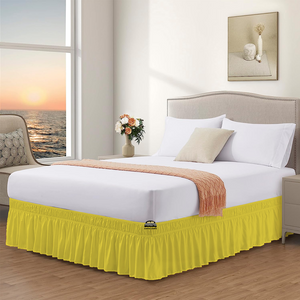 Yellow Wrap Around Bed Skirt Solid Comfy Sateen