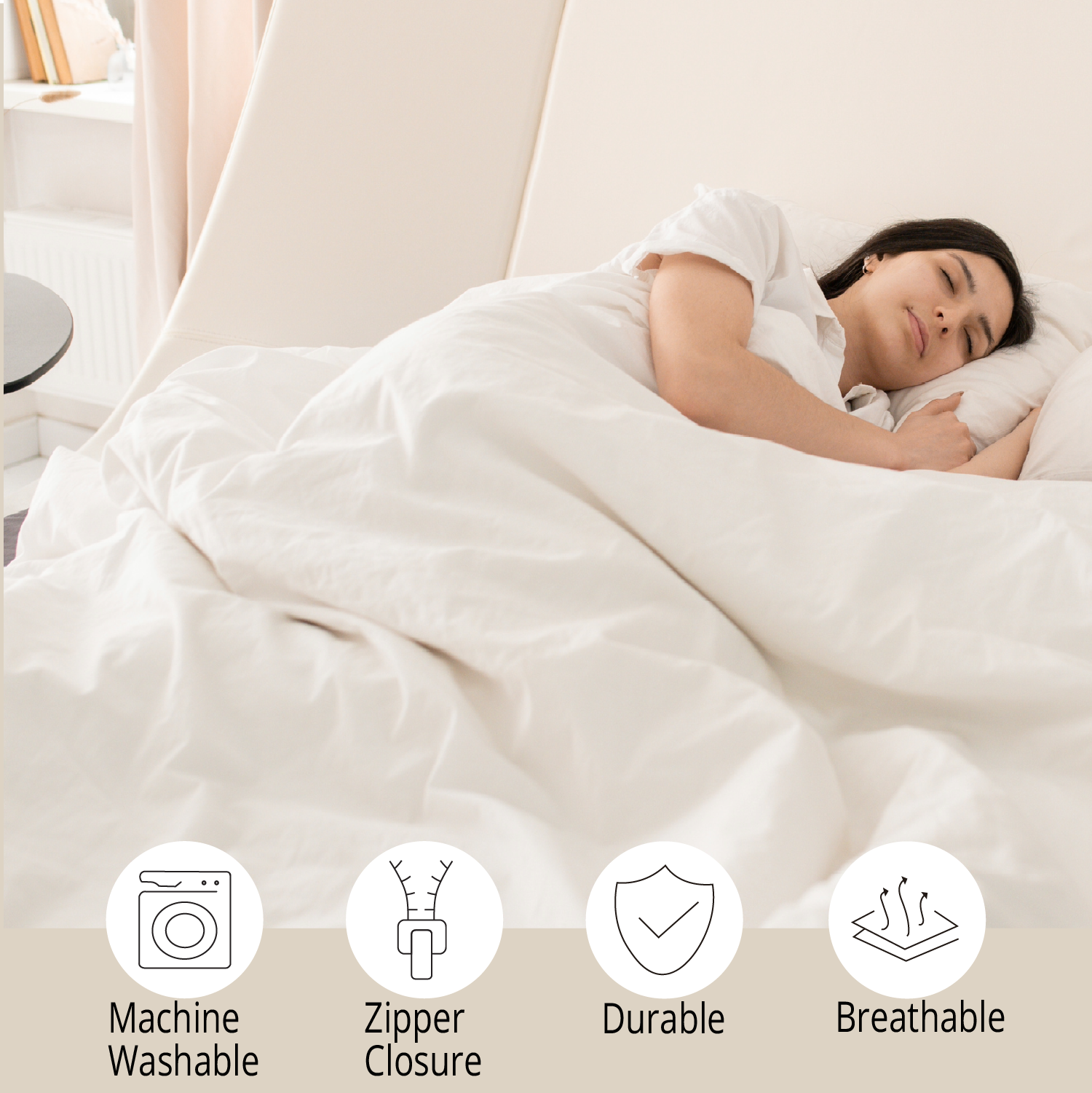 White Duvet Cover Set Solid Comfy Sateen