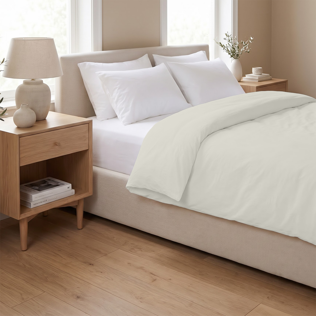 Ivory 600 Thread Count Duvet Cover | 100% Cotton Sateen