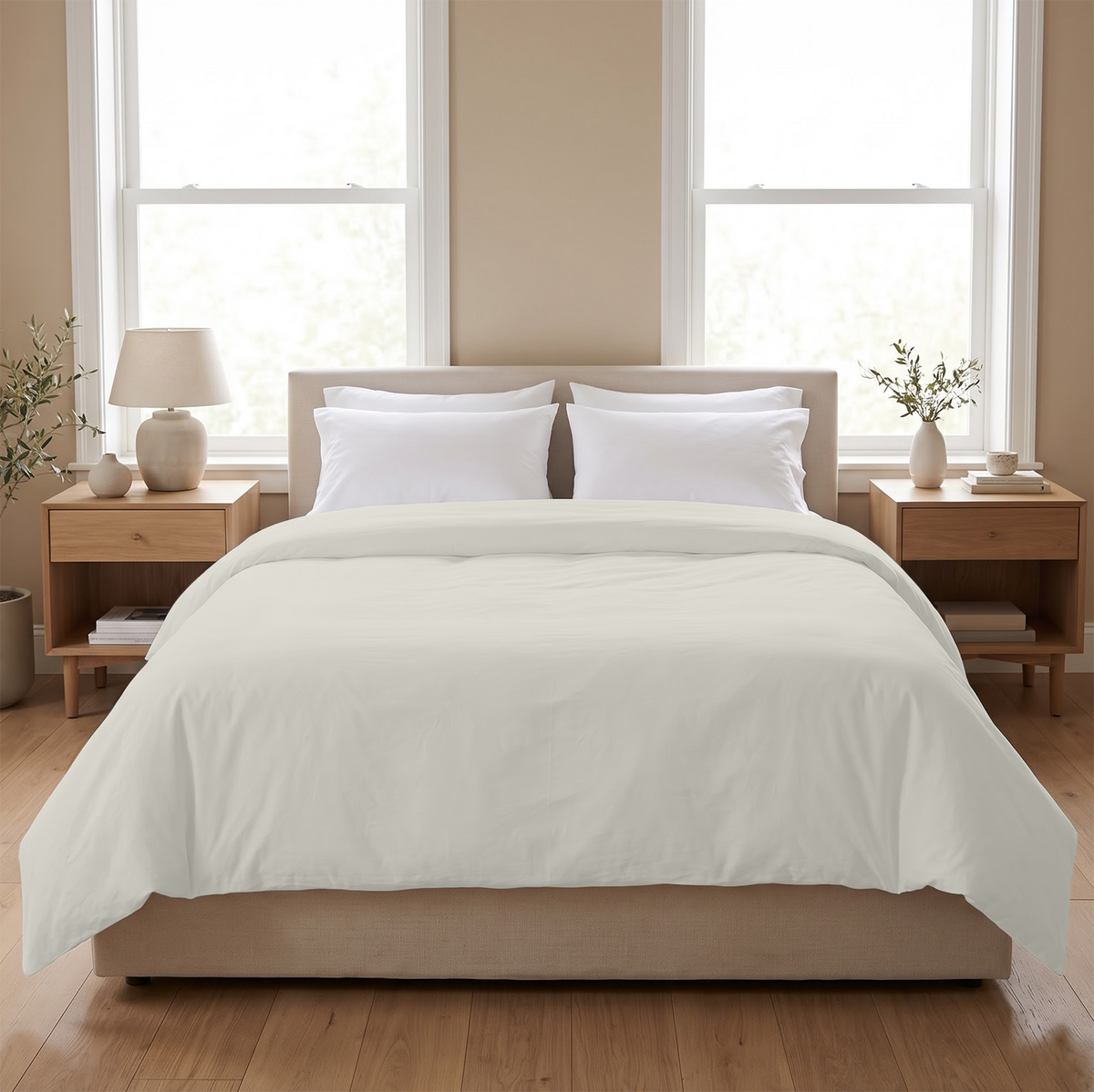 Ivory 600 Thread Count Duvet Cover | 100% Cotton Sateen