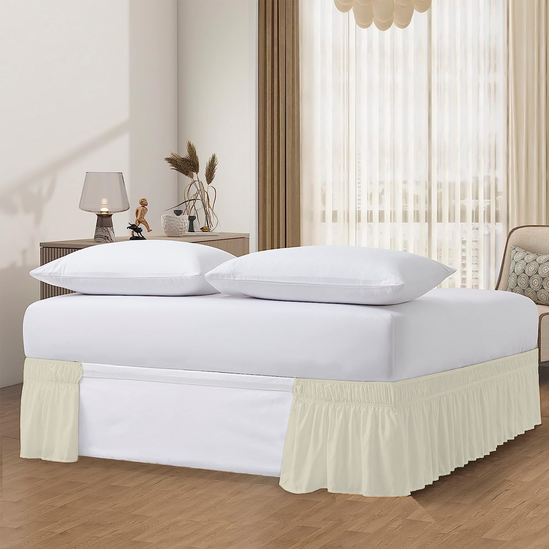 Ivory Wrap Around Bed Skirt Solid Bliss Sateen