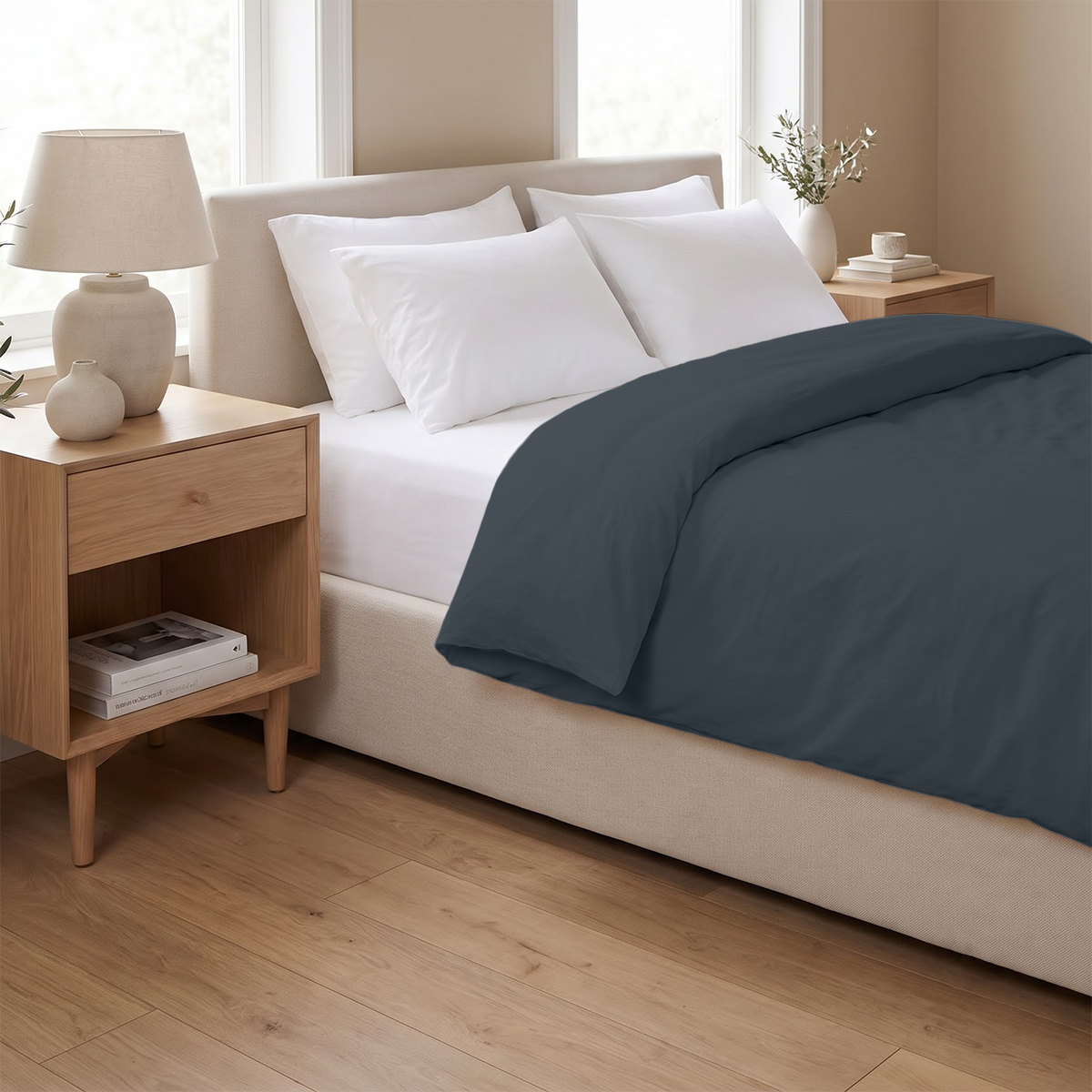 Medium Blue 600 Thread Count Duvet Cover | 100% Cotton Sateen