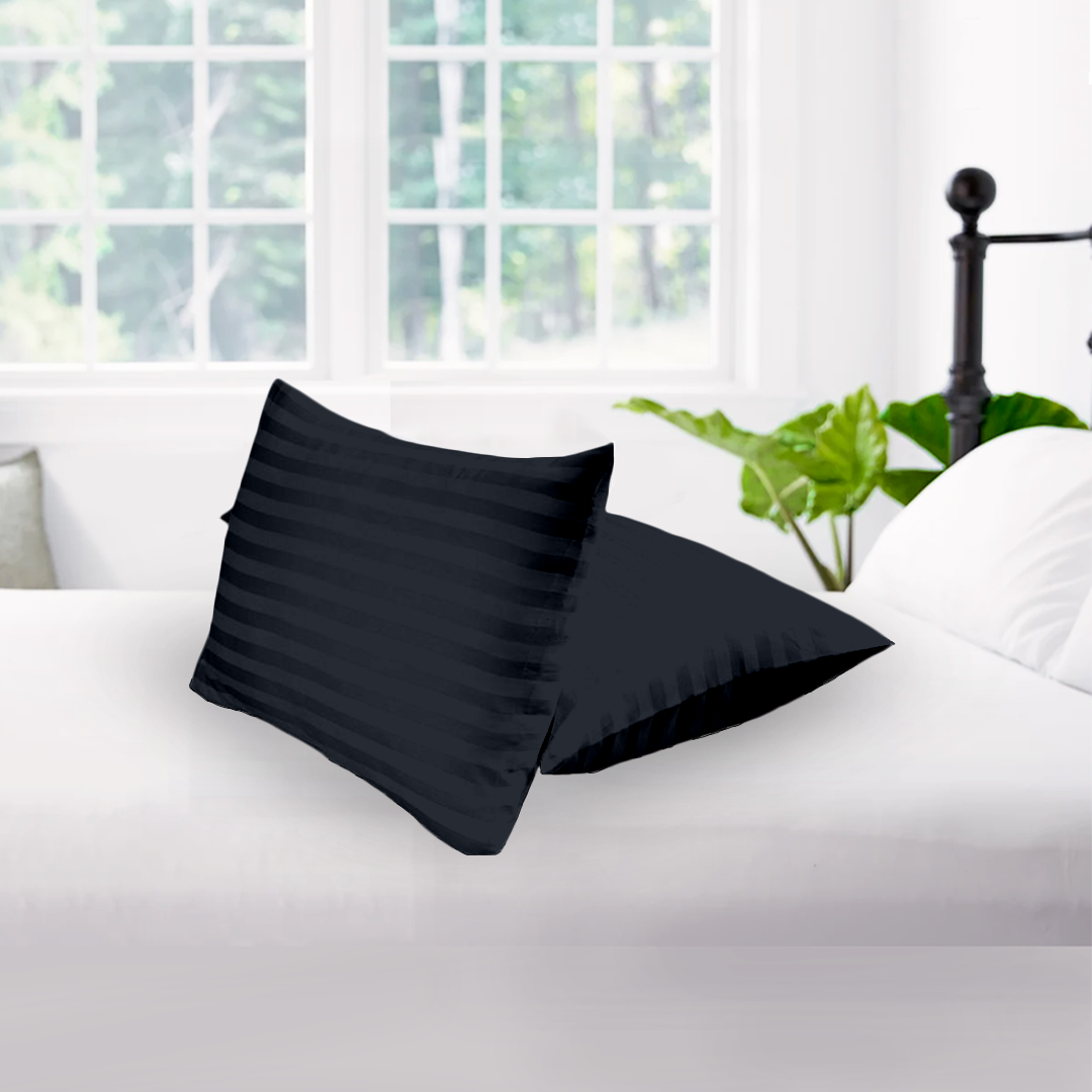 Navy Blue Striped Pillowcase