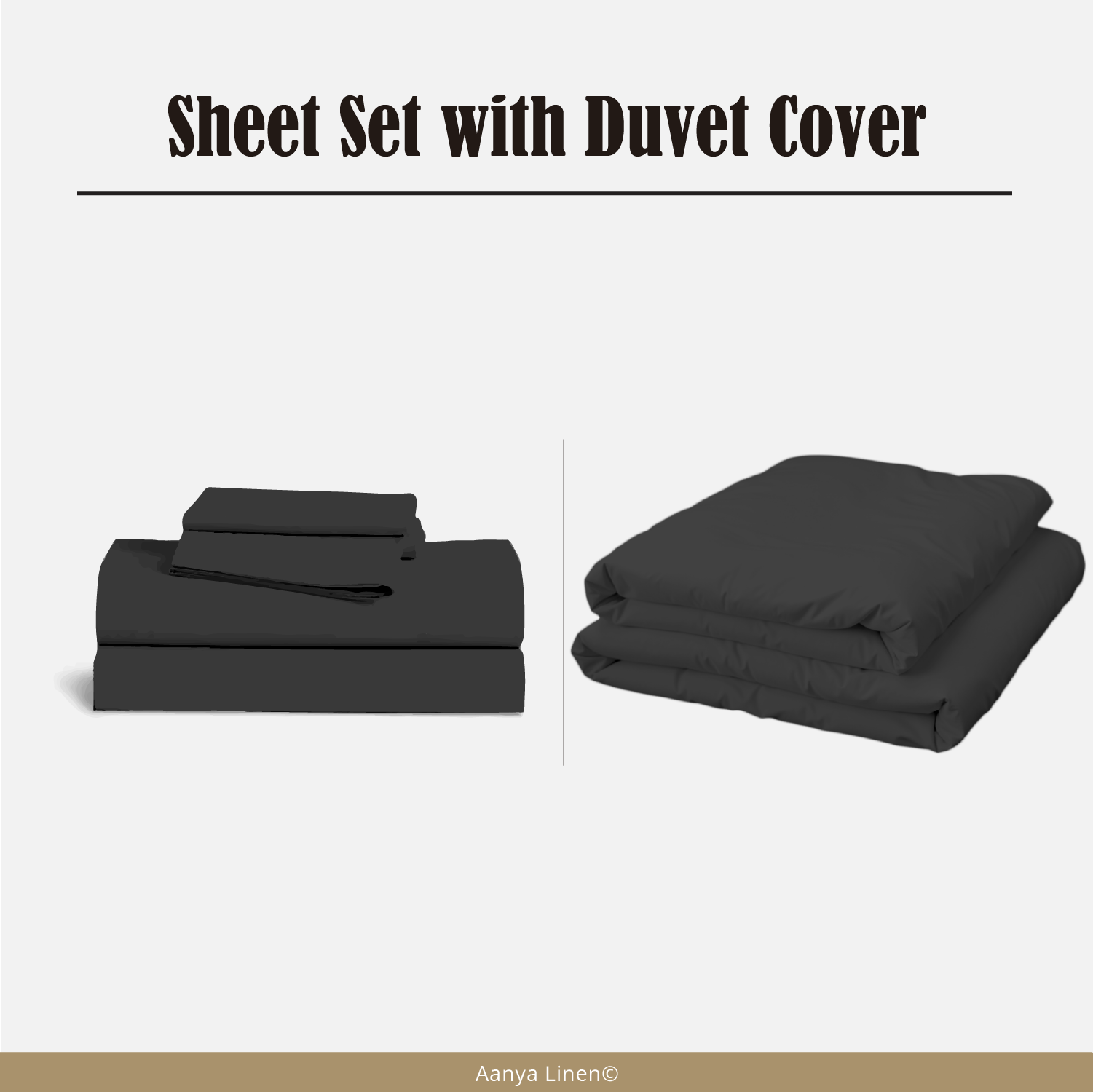 Dark Grey Sheet Set with Duvet Cover