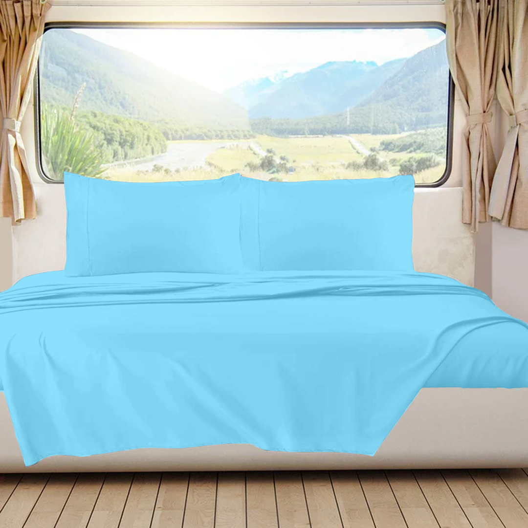 Light Blue RV Sheet Set Solid Bliss Sateen